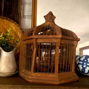Vtg.Wood and Metal Bird Cage